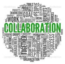 Collaboration concept in word tag cloud